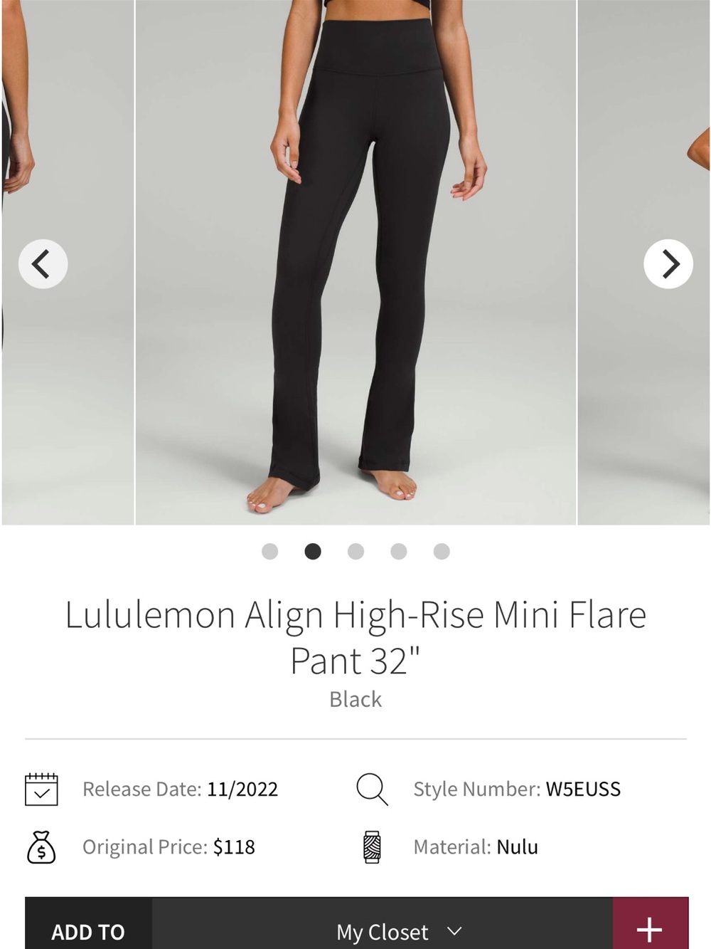 Lululemon align hr mini flare 32in size 8